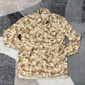 Remi Relief Shirt Men Medium Brown Camo Western Pearl Snap Cowboy Made in Japan